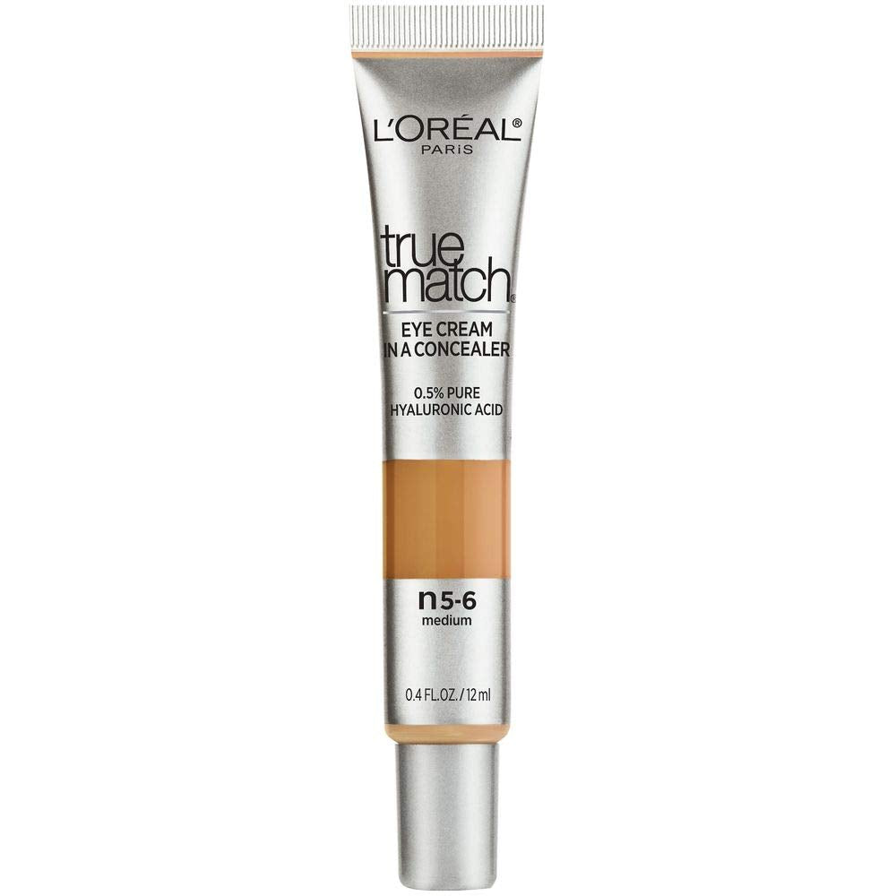 L’Oréal Paris True Match Eye Cream in a Concealer, 0.5% hyaluronic acid, Medium N5-6, 0.4 fl. oz. Beauty & Personal Care L'Oreal Paris