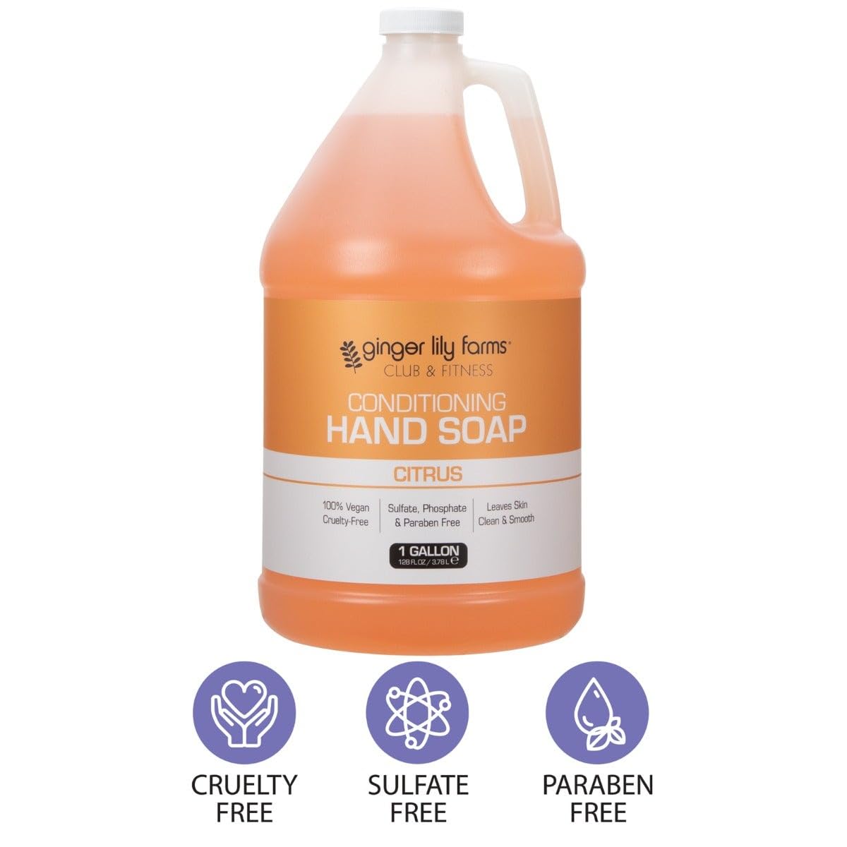 Ginger Lily Farms Club & Fitness Conditioning Liquid Hand Soap Refill, 100% Vegan & Cruelty-Free, Citrus Scent, 1 Gallon (128 fl oz) Beauty & Personal Care Ginger Lily Farms