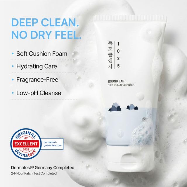 ROUND LAB 1025 Dokdo Cleanser 5.07 Fl Oz, Low pH Facial Cleanser for Sensitive Skin, Rich Soft Bubbles for Deep Cleansing and Makeup Removal Beauty & Personal Care ROUND LAB