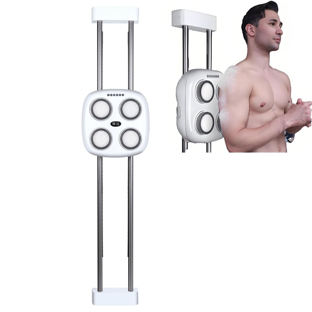 RENJJPBO Electric Body Brush Back Scrubber, Wall Mounted Body Scrubbers, 3-Modes, 6-Levels of Strength, Rechargable Body Shower Brush, with Three Beauty and Personal Care RENJJPBO