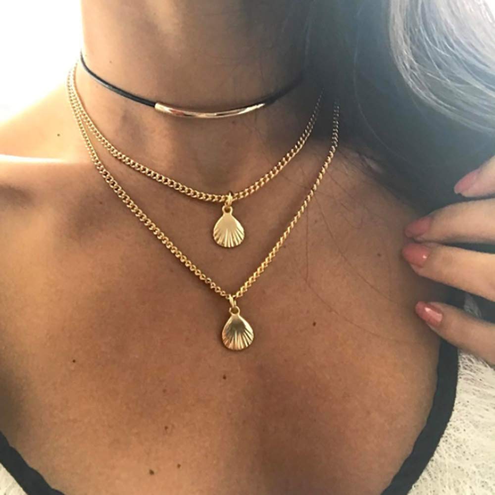 DoubleNine Cowrie Shell Silver Pendant Velvet Choker Ethnic Seashell Boho Beach Chic Women Multilayer Necklace Accessories (silver) Beauty & Personal Care Doubnine