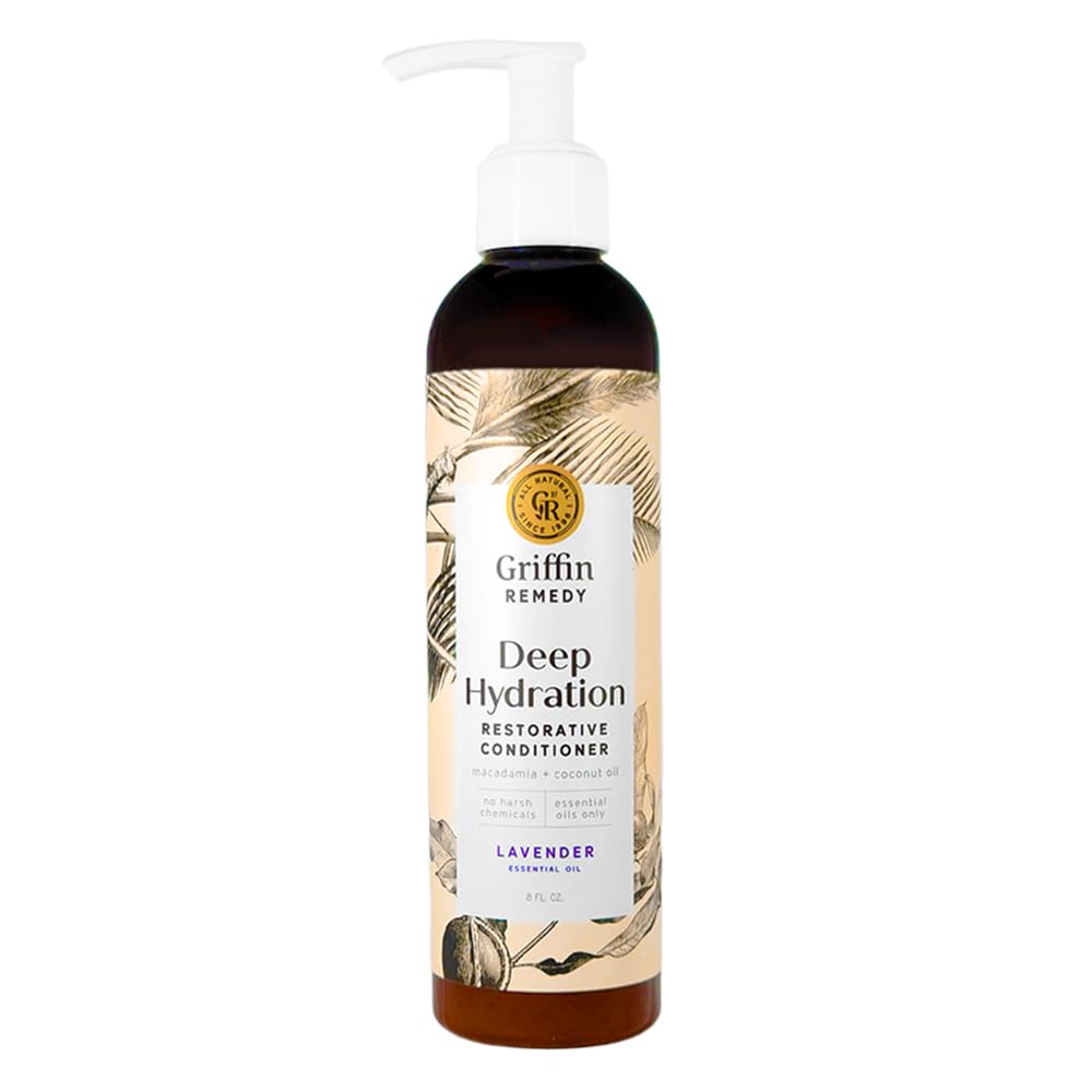Griffin Remedy Restorative Conditioner for Dry or Damaged Hair with Shea Butter and Macadamia Nut Oil, All Natural, Sulfate Free, Paraben Free, 8 fl