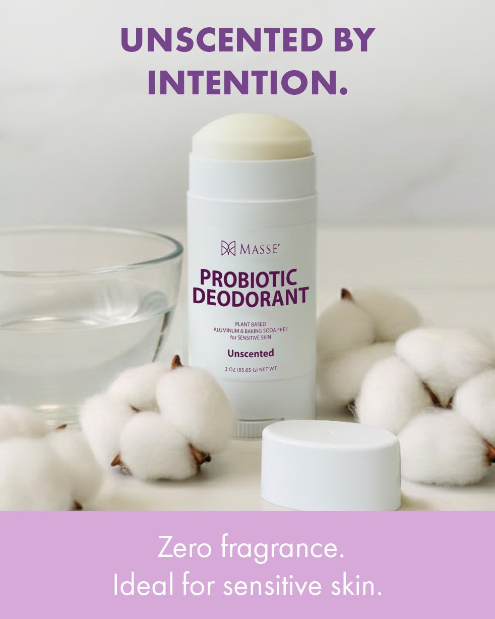 Probiotic Deodorant - Natural Deodorant for Women & Men, Plant-Based Aluminum & Baking Soda Free Deo Stick, 3 oz by Candida Freedom - Unscented Beauty and Personal Care MASSE'