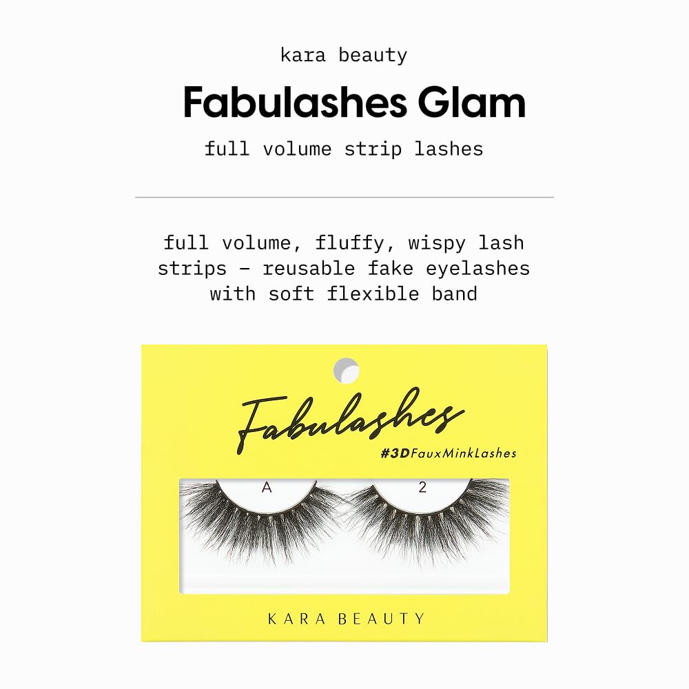 KARA BEAUTY Fabulashes Bold 3D Faux Mink Strip Lashes - Thick Fake Eyelashes, Dramatic Lash Strips for Goth & Full Glam - Reusable Fluffy Falsies Beauty & Personal Care Kara Beauty