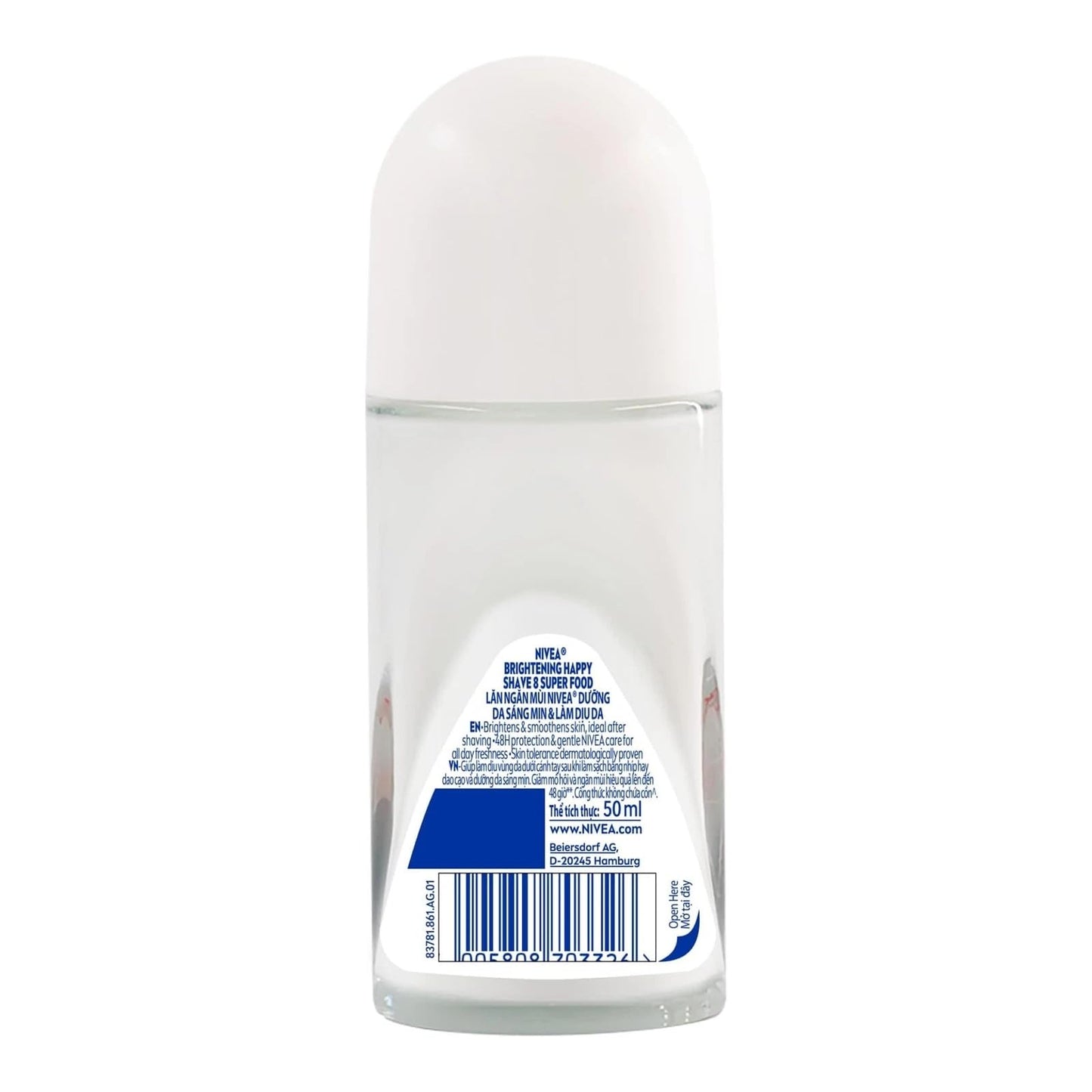NIVEA Brightening Happy Shave 8 Roll-On Deodorant 50ml - 48H Odor Protection, Gentle on Skin, Brightens Underarms, Smooth Finish - Vitamin-Enriched Beauty and Personal Care NIVEA