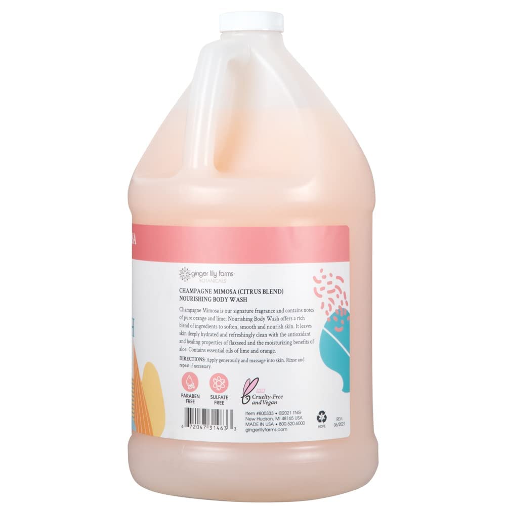 Ginger Lily Farms Botanicals Nourishing Body Wash, Champagne Mimosa, 100% Vegan & Cruelty-Free, Citrus Blend Scent, 1 Gallon Refill (Pack of 4) Beauty & Personal Care Ginger Lily Farms