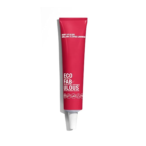 ECOFABULOUS Dewy Lip Gloss - Enriched with Squalane and Jojoba Esters, Nourishes and Conditions Lips, Clean + Recyclable + Vegan, 15 mL/ 0.5 Fl Oz - Beauty & Personal Care ECOFABULOUS