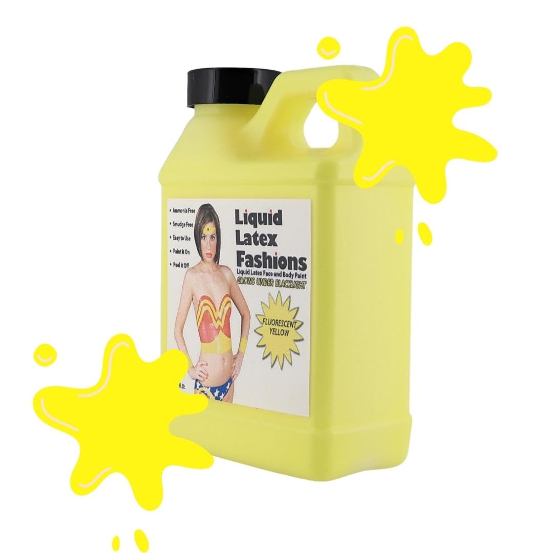Fluorescent Yellow 8oz Liquid Latex - UV Black Light Body Paint Beauty & Personal Care Liquid Latex Fashions