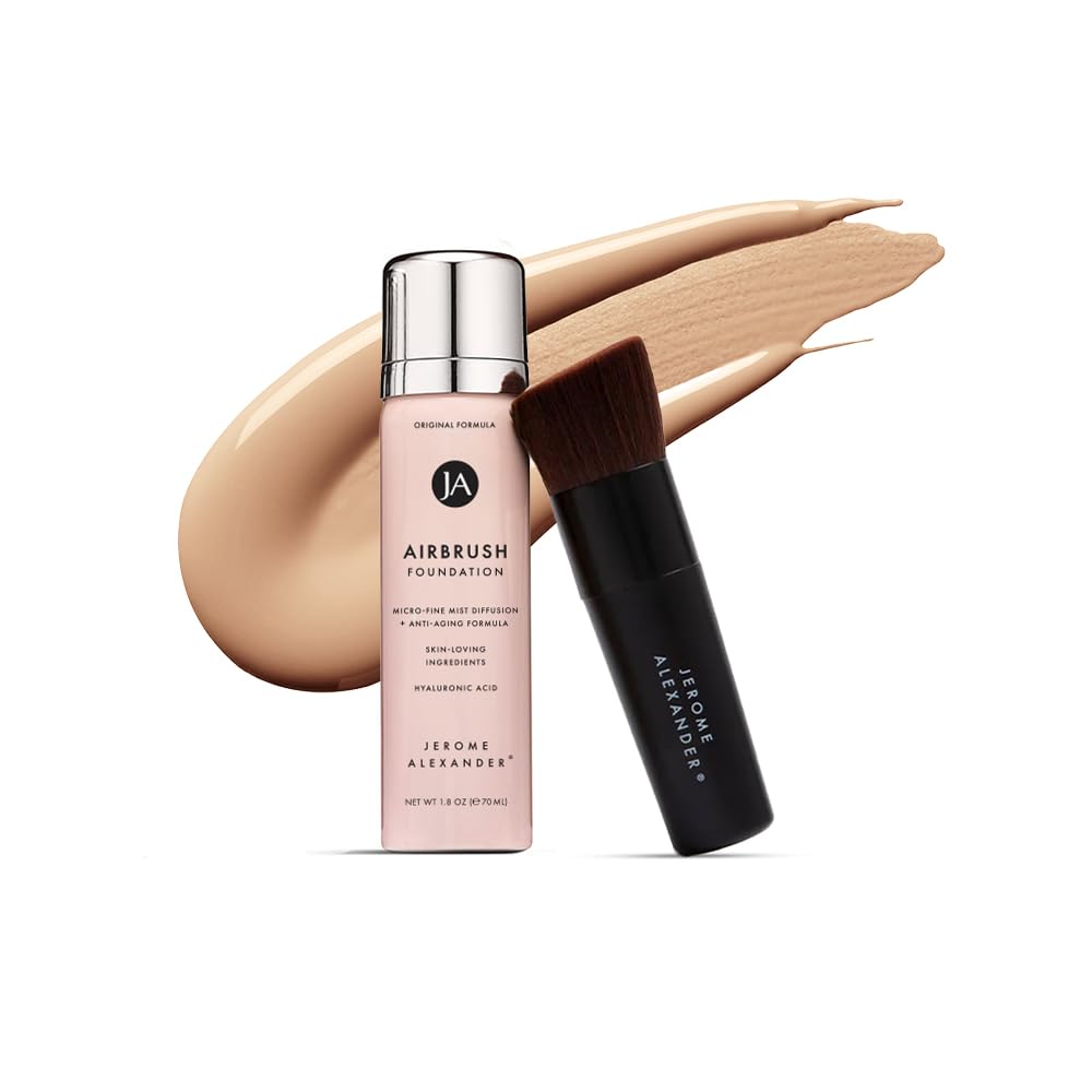 MagicMinerals AirBrush Foundation by Jerome Alexander – 2pc Set with Airbrush Foundation and Kabuki Brush - Spray Makeup with Anti-aging Ingredients Beauty & Personal Care Jerome Alexander