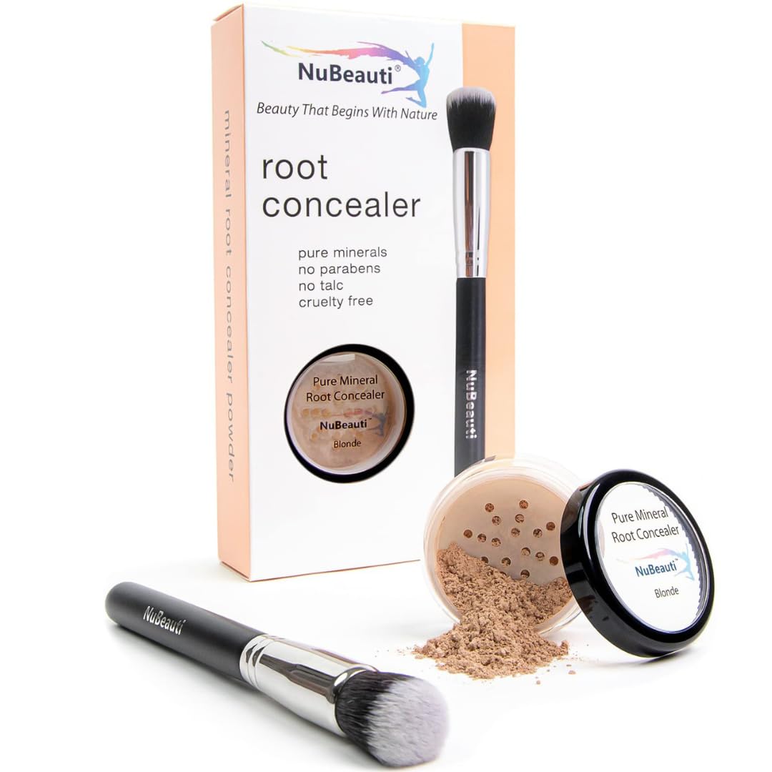 Root Touch Up and Concealer Powder - 11 True-to-Nature Shades - Zero Fragrance, Talc or Parabens - Hairline Powder With Brush by NuBeauti (Blonde) Beauty & Personal Care NuBeauti