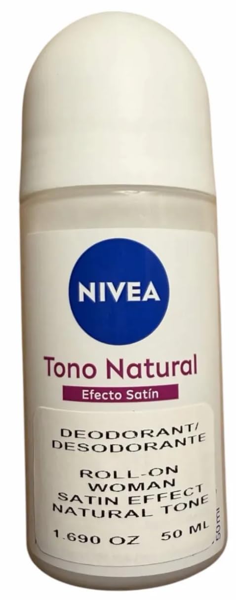 NIVEA Aclarado Tono Natural Efecto Satin Roll-On Deodorant 50ml (1.69 fl oz) - 72H Odor Protection, Avocado Oil & Vitamin C, Smooth Underarm Care, USA Beauty and Personal Care NIVEA