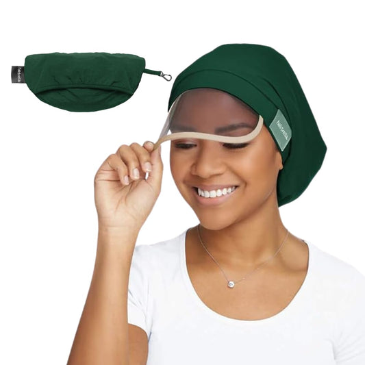 Hairbrella 100% Waterproof Rain Hat, Satin-Lined Cap, UV Sun Protection, Full Hair Coverage, Packable Travel Accessory (Forest Green) Beauty and Personal Care Hairbrella