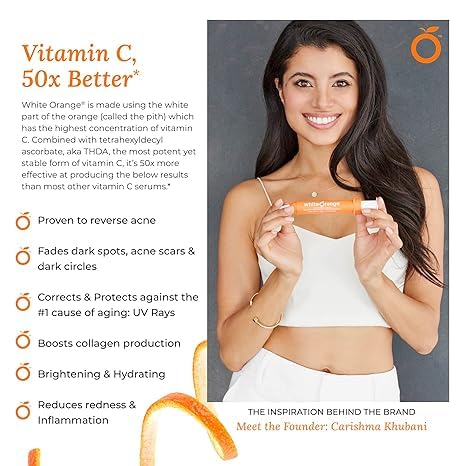 White Orange Only Vitamin C Serum Made with White Part of Orange, Anti Aging, THDA Hyaluronic Acid Vitamin E OrangeStem®, Hydrating & Brightening Beauty & Personal Care White Orange