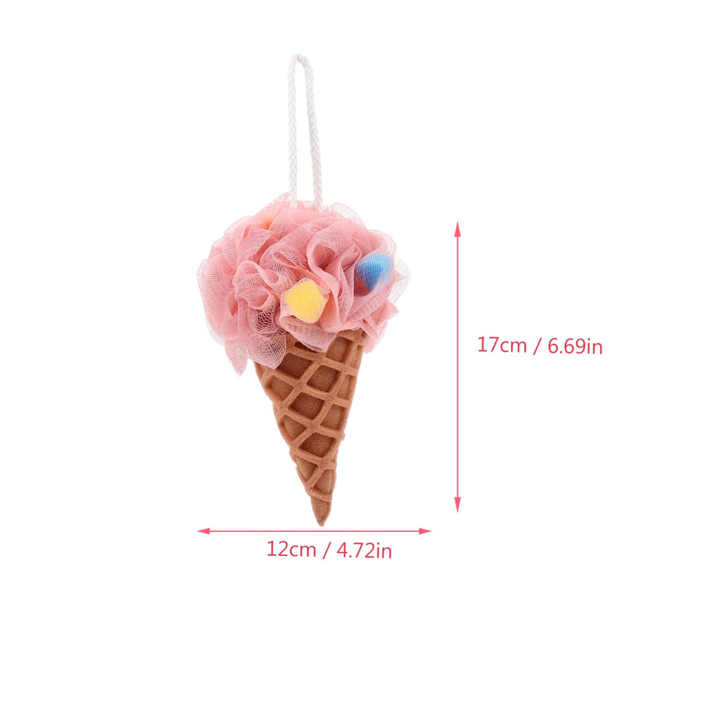 COHEALI 2Pcs Bath Loofah Sponge Ice Cream Cone Shower Sponge Exfoliating Mesh Pouf Bath Ball Body Scrubber Exfoliator for Men Women Light Yellow Pink Beauty and Personal Care COHEALI