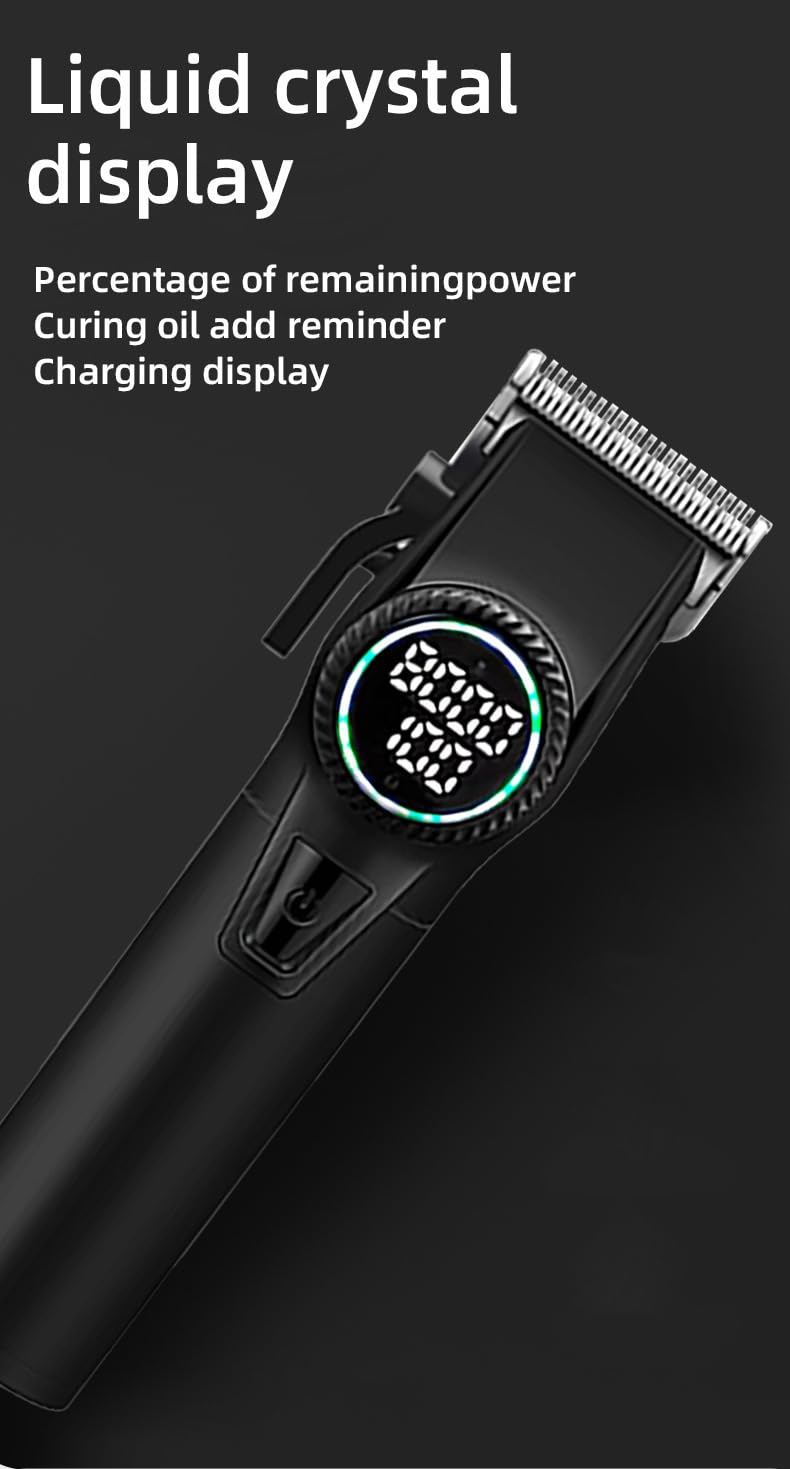 Professional Cordless Hair Clippers for Men - 8000RPM High Speed Motor with Stainless Steel Blades Barber Kit with USB Fast Charging LCD Display 4 Beauty and Personal Care GLESVOWIO