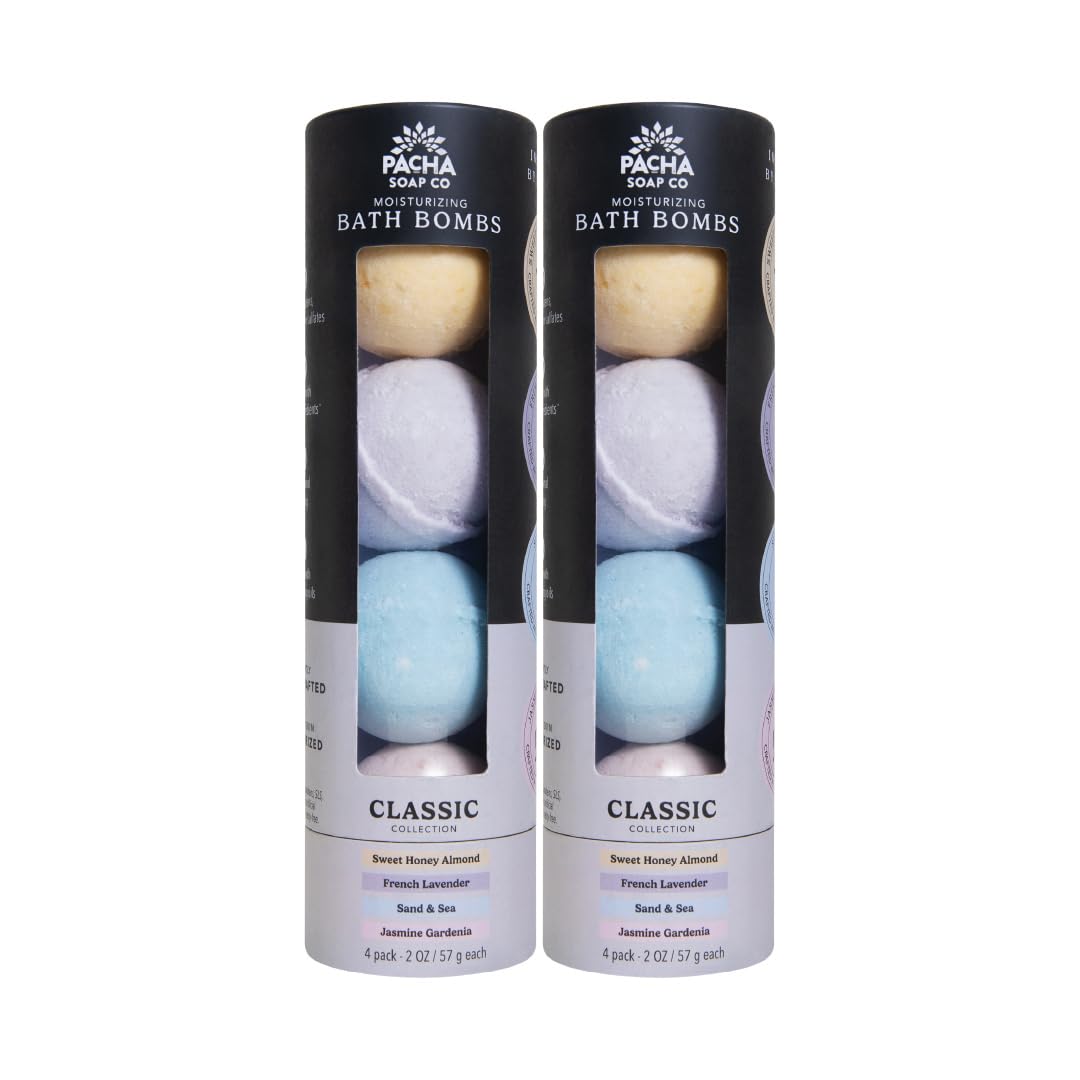 Pacha Soap Co. Bath Bomb Variety Set - Classic Scents, Handcrafted & Moisturizing Formula with Clean Ingredients, Paraben, Sulfate, Phthalate, SLS Beauty and Personal Care Pacha Soap Co
