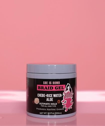 She Is Bomb Braid Gel with Chebe, Rice Water and Aloe, Ultimate Hold Hair Growth Formula, 16.9 fl oz Beauty & Personal Care she is bomb collection