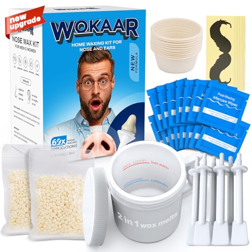 Nose Wax Kit - 100g Wax, 30 Applicators - No Microwave Needed - Ear and Nose Hair Removal Waxing Kit for Men and Women - Pre/Post-Waxing Wipes Beauty and Personal Care Wokaar
