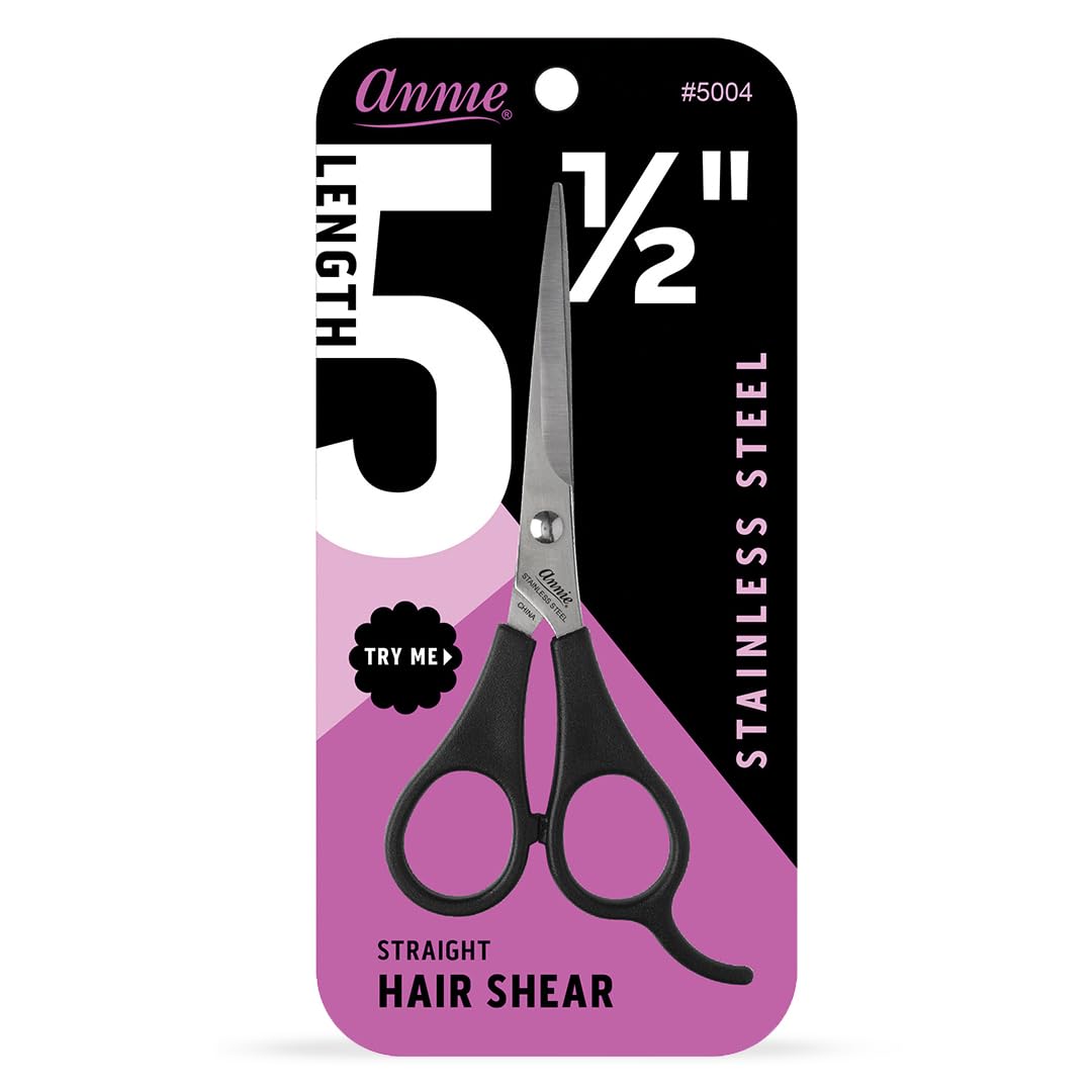 Annie Professional Stainless Steel Hair Cutting Shears - 5.5 Inch Sharp Barber Scissors for Men Women & Kids - Ergonomic Salon Hairdressing Scissors