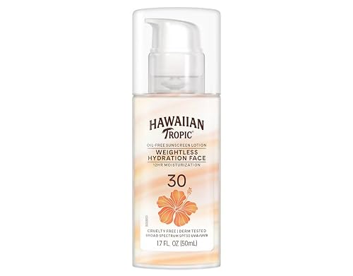 Hawaiian Tropic Weightless Hydration Lotion Sunscreen for Face SPF 30, 1.7oz (2 PACK) | Travel Size Sunscreen, Oil Free Face Sunscreen, Sunblock Face Beauty & Personal Care Hawaiian Tropic