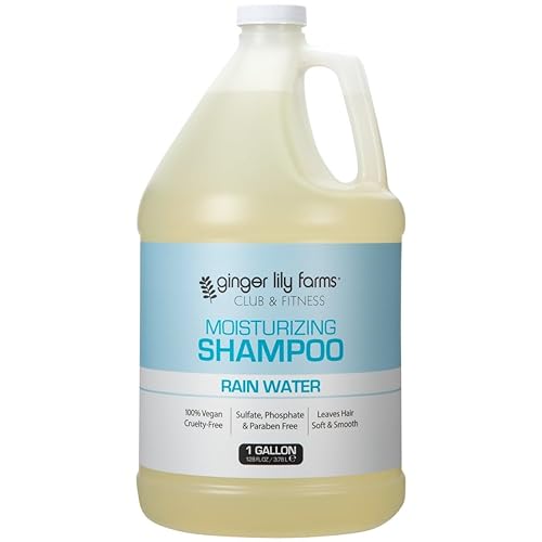 Ginger Lily Farms Club & Fitness Moisturizing Shampoo for All Hair Types, 100% Vegan & Cruelty-Free, Rain Water Scent, 1 Gallon (128 fl oz) Refill Beauty & Personal Care Ginger Lily Farms