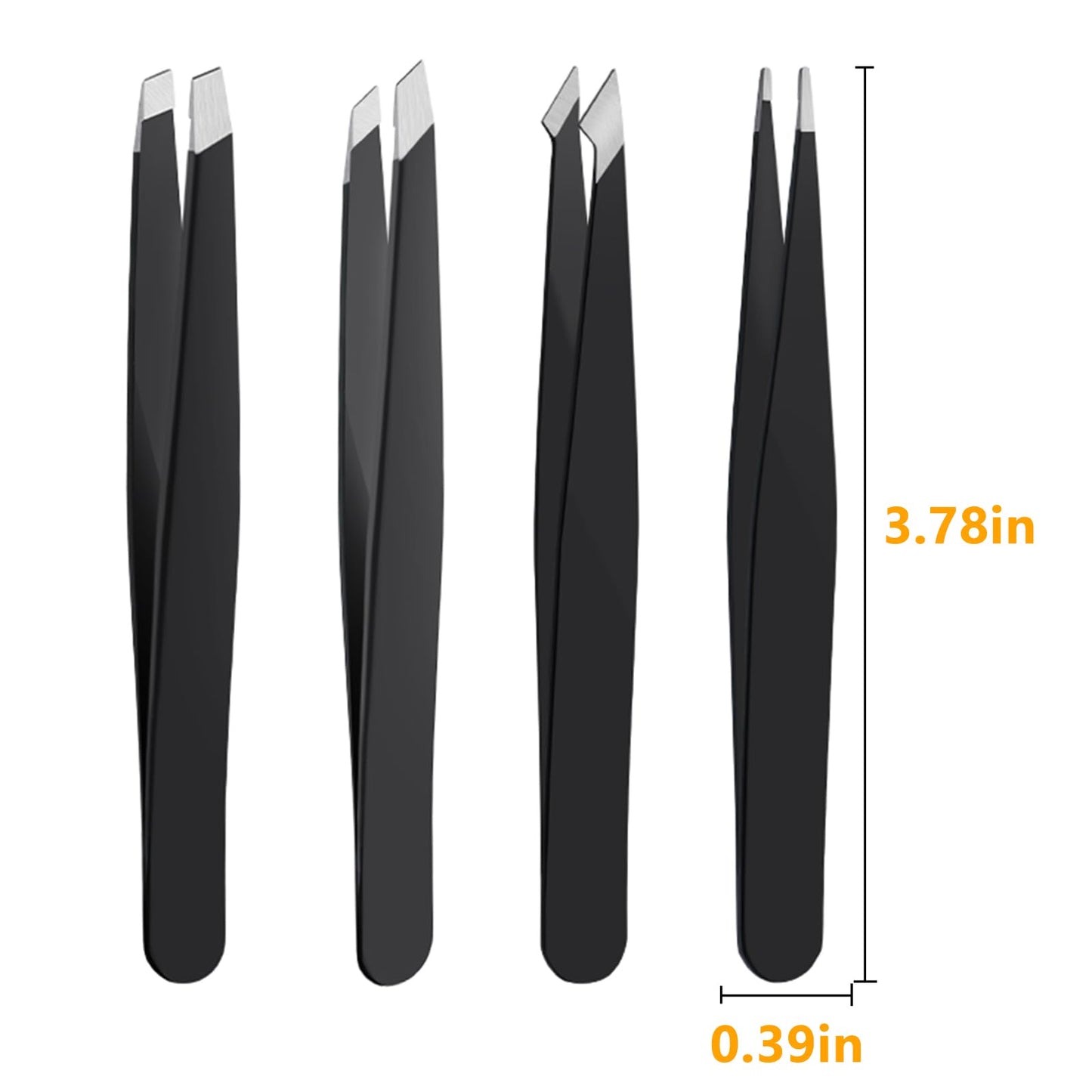 DTDNZKN 4 PCS Stainless Steel Tweezers Set Black Beauty and Personal Care DTDNZKN