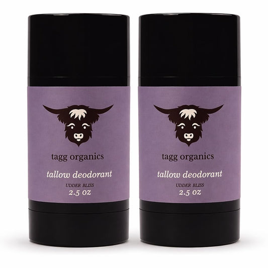 TAGG ORGANICS Lavender-Vanilla Grass-Fed Tallow Deodorant, Aluminum-Free with Vitamin K & Natural Odor Neutralizers (Udder Bliss, 2.5 oz, 2-Pack) Beauty and Personal Care TAGG ORGANICS