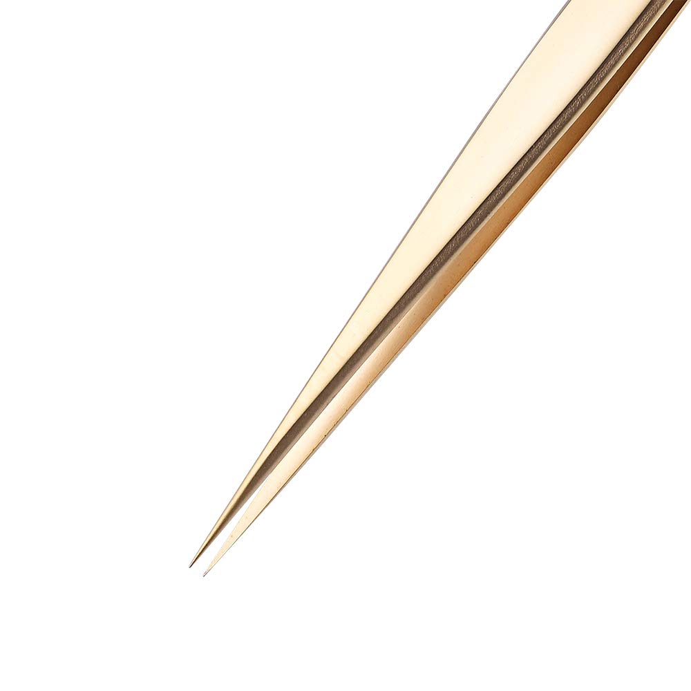 Ms.Queen Eyelash Extension Tweezers-Precision Tweezers for 2D-6D Volume&Individual False Lashes Extensions-Golden-Straight Tweezers Beauty and Personal Care Ms.Queen
