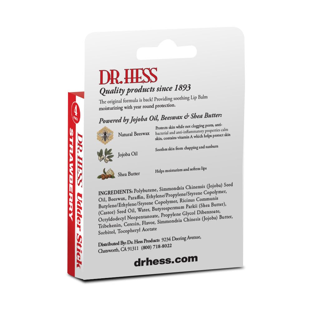 Dr. Hess Original Udder Stick Lip Balm, Soothing Moisturizer Sun Screen Balm for Dry Lips with Jojoba, Beeswax & Shea Butter, Total Lip Care Beauty and Personal Care Dr. Hess