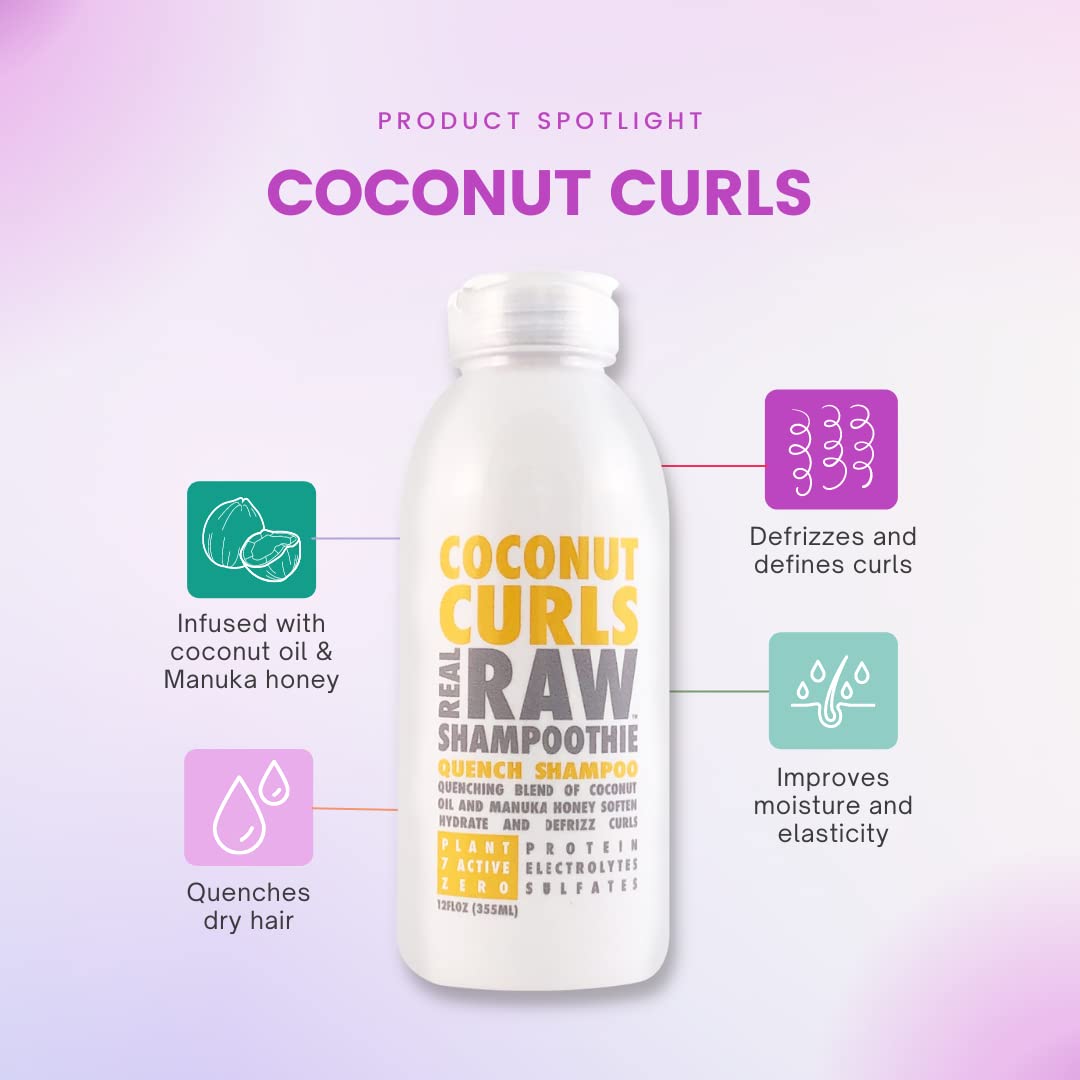 Real Raw Coconut Shampoo and Conditioner set Hydrate, Enhance, Define Curls Defrizz and Detangle 12 Fl Oz (Pack of 2) Beauty & Personal Care Real Raw