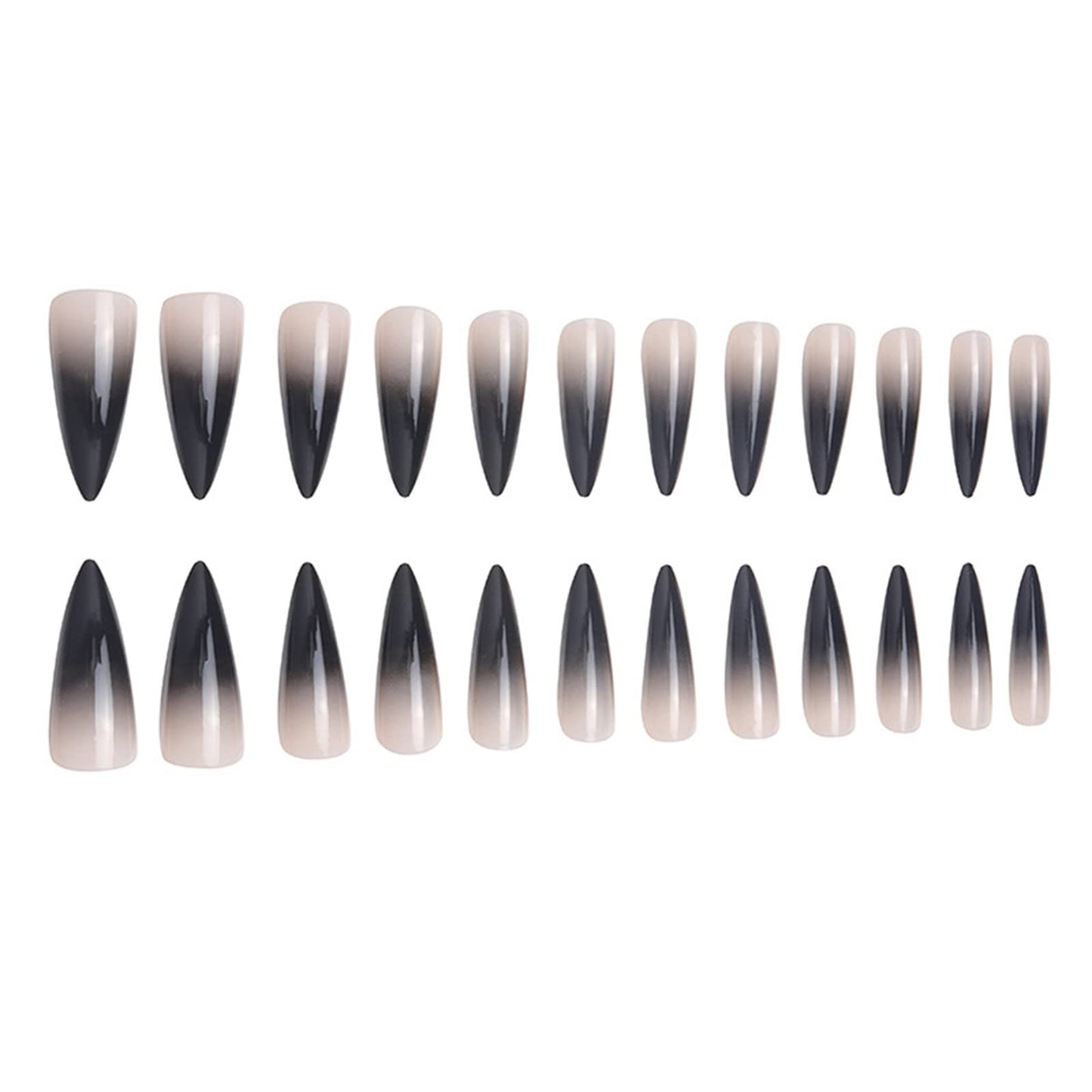 SINHOT Stiletto Press on Nails Extra Long Fake Nails with Glue Glossy False Nails with Black Gradient Designs Full Cover Almond Acrylic Nail 24pcs Beauty & Personal Care SINHOT