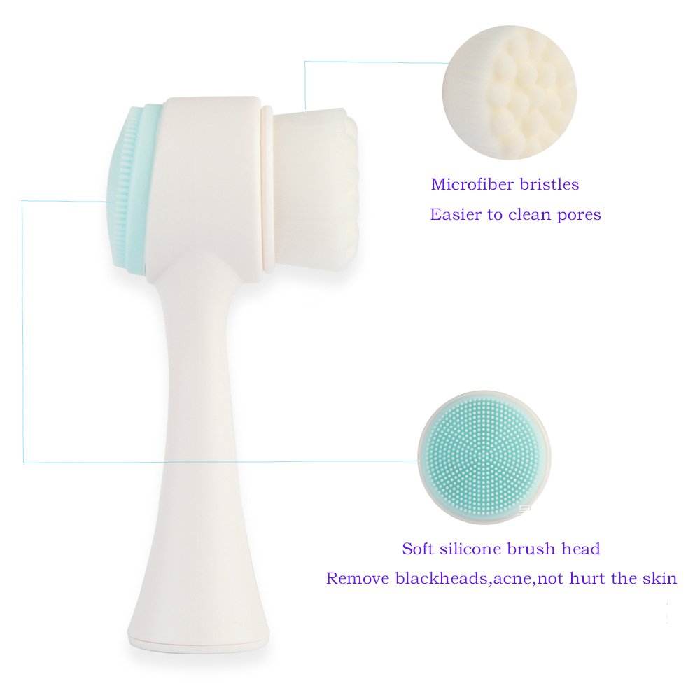 2 in 1 Face Brush - Double Sided Facial Cleansing Brush with Silicone Cleansing Side and Soft Bristles for Washing, Exfoliating and Massaging Your Beauty & Personal Care Semilyn
