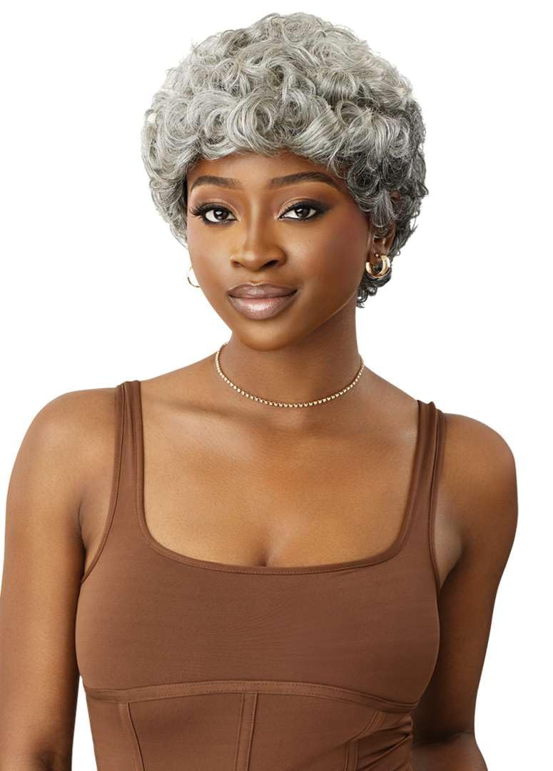 Outre Fab & Fly Full Cap Wig Gray Glamour - Human Hair - Emir (NATURAL BLACK)