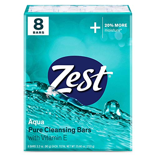 Zest Invigorating Aqua Bar Soap - 8 Bars - Refreshing Rich Lather Rinses Your Body Clean and Leaves You Feeling Moisturized with Vitamin E for Smooth Beauty & Personal Care Zest