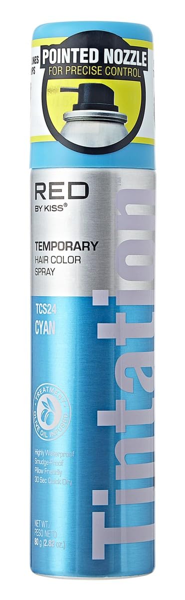 Red by Kiss Tintation Temporary Hair Color Spray 2.82oz, Quick-Dry & Smudge-Proof, Vivid Color Washable Hair Dye, Styling Spray Cosplay Halloween Beauty & Personal Care Red by Kiss