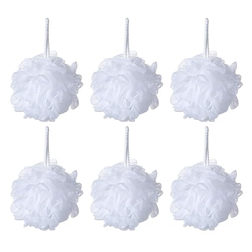 iboodi Bath Sponge Loofah Shower Pouf White Mesh Shower Puff Pack of 6 (35g/pcs) Beauty & Personal Care iboodi