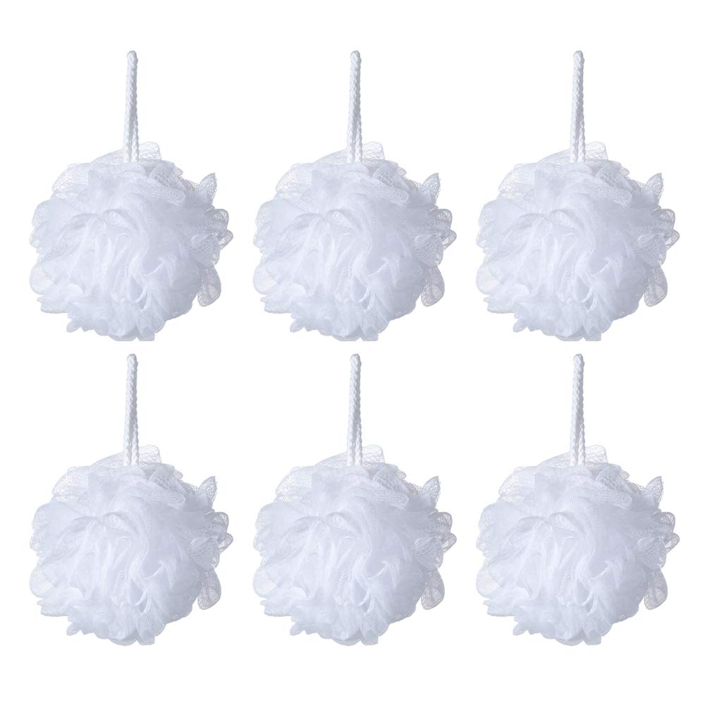 iboodi Bath Sponge Loofah Shower Pouf White Mesh Shower Puff Pack of 6 (35g/pcs) Beauty & Personal Care iboodi
