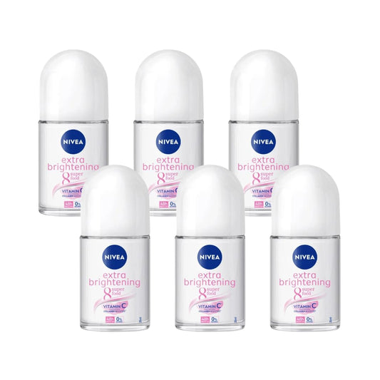 NIVEA Women Extra Brightening Roll-On Deodorant 25ml - 48H Sweat & Odor Protection - Smooth Underarms - Vitamin C & Licorice Formula - Gentle Skin Beauty and Personal Care NIVEA