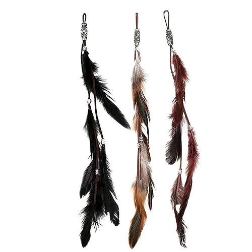 ICYANG Women Feather Hair Clips, Handmade Boho Hippie Hair Extensions with Clip Comb DIY Accessories Hairpin Headdress, Set of 3 Beauty & Personal Care ICYANG