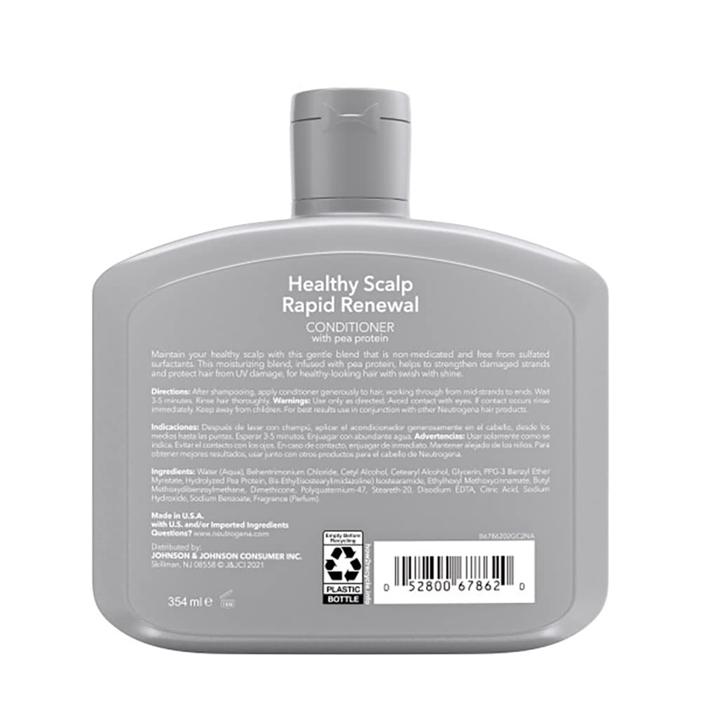 Neutrogena Healthy Scalp Rapid Renewal Conditioner with Pea Protein & UV Damage Protecting for Strong Healthy-Looking Hair, White, Unscented, 12 Fl Oz Beauty & Personal Care Neutrogena
