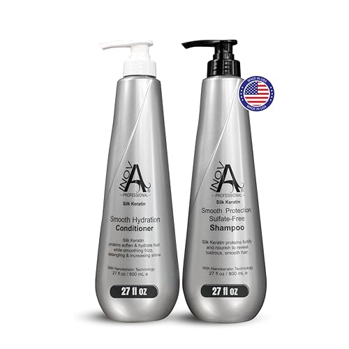 Inova Professional Silk Keratin Shampoo & Conditioner Set - Smooth Protection Sulfate-Free Shampoo & Smooth Hydration Conditioner (27 Oz), grey Beauty & Personal Care Inova Professional