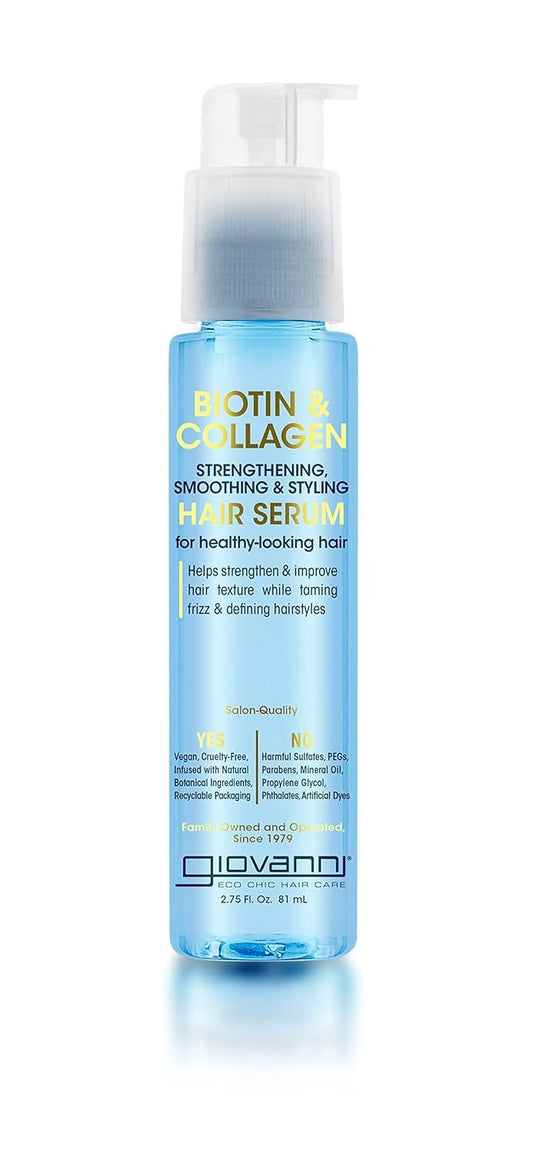 GIOVANNI Biotin & Collagen Hair Serum - Hair Strengthening, Smoothing & Styling, Vegan, Cruelty-Free, Infused with Natural Botanical Ingredients Beauty & Personal Care GIOVANNI
