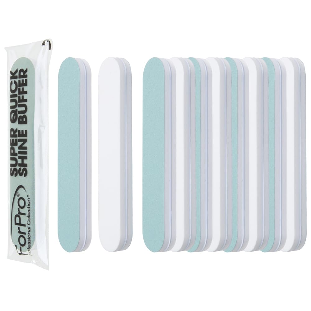ForPro Professional Collection Super Quick Shine 2-Way Buffer, Green 400/White 4000 Grit, Double-Sided Manicure & Pedicure Nail Buffers, 3.5” L x .75” Beauty & Personal Care ForPro Professional Collection