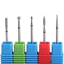 MZCMSL Russian Manicure Drill Bits, Cylinder/Ball/Flame/Needle Cuticle Bit,3/32 Shank Diamond Nail Drill Bit,5pcs Beauty & Personal Care MZCMSL