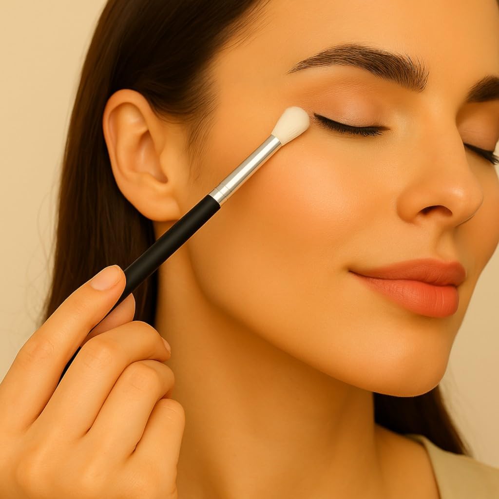 F.A.R.A.H In My Crease 235 - Vegan Eyeshadow Blending Brush for Crease Definition - Soft Synthetic Bristles, Brass Ferrule & Wooden Handle - Deluxe Beauty & Personal Care F.A.R.A.H
