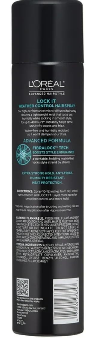 L'Oreal Advanced Hairstyle Lock It Weather Control Hair Spray Extra Strong Hold 8.25 oz (Pack of 2) Beauty & Personal Care L'Oreal Paris