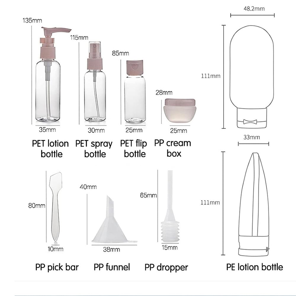 ZLSSETEC 12pack Travel Bottles for Toiletries, TSA Approved Travel Size Toiletries Containers, Travel Bottles Set with Labels Leakproof Squeezable Beauty & Personal Care ZLSSETEC
