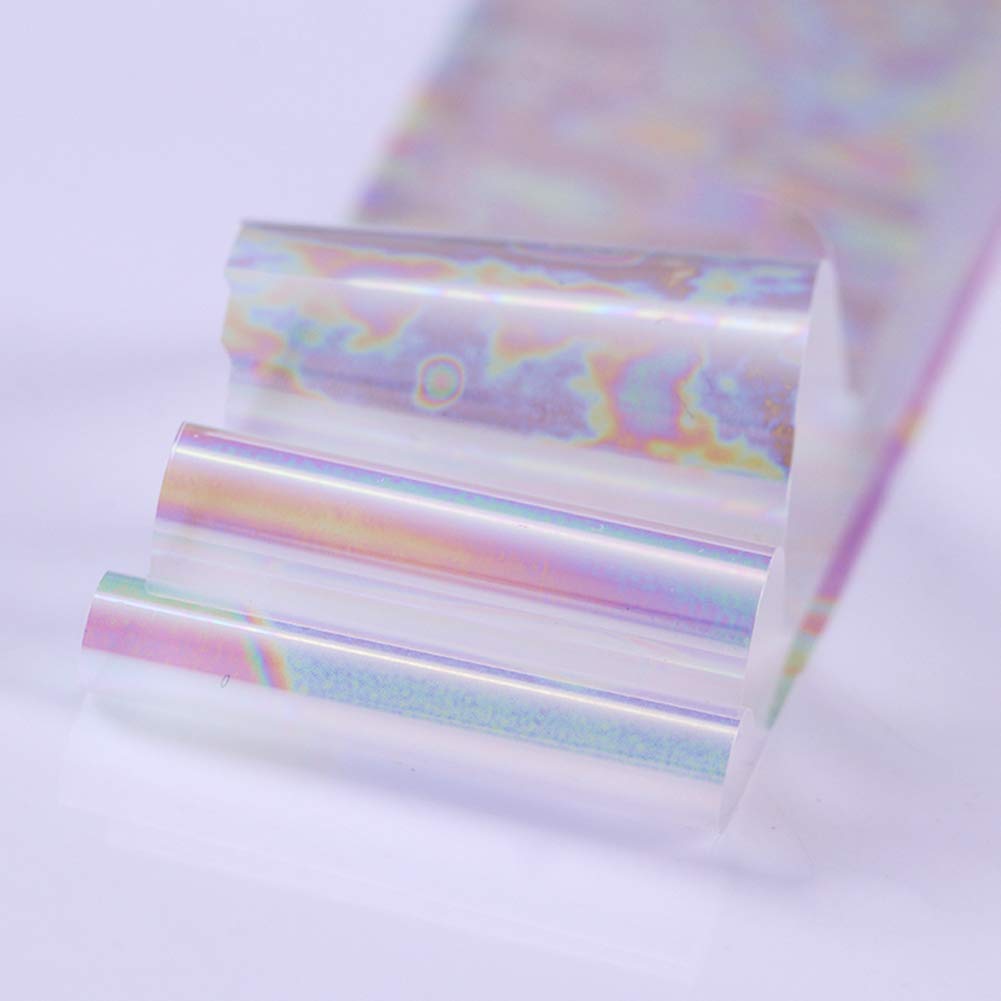 WOKOTO 10 Rolls White Pearl Color Holographic Nail Art Foil Transfer Roll Set Mix-Pattern Stickers Nails Transfer Decals Wraps Kit(1.0inchs*39.4inchs Beauty & Personal Care WOKOTO