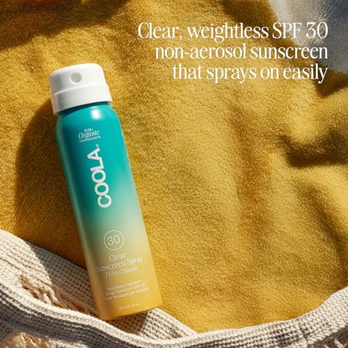 COOLA Organic Sunscreen SPF 30 Sunblock Spray, Dermatologist Tested Skin Care for Daily Protection, Vegan and Gluten Free, Piña Colada, Travel Size, 2 Beauty & Personal Care Coola