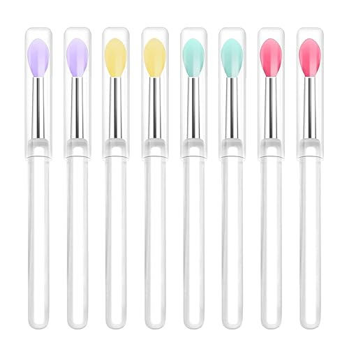 LORMAY Silicone Lip Brushes with Transparent Handles and Caps. Perfect Tools for Applying Cream Lip Mask, Eyeshadow, and Lipstick (8pcs, Multicolor) Beauty & Personal Care LORMAY